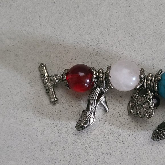 Charm Bracelet with Colorful Beads and Shoes/Purses Charms - Picture 3 of 8